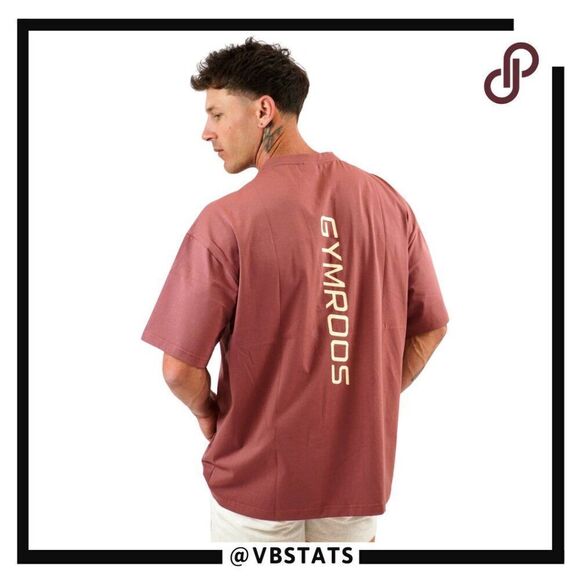 Gymroos Erupt Oversized Tee - Burgundy in Size Small - Picture 7 of 12